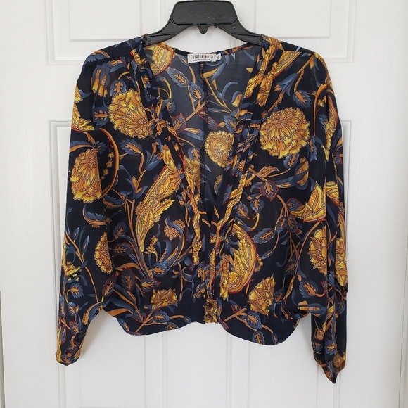 Fashion Nova Tops - Fashion Nova Women's Gold & Blue Blouse